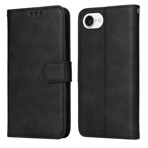 iPhone 16e / 17e Classic Calf Texture Flip Leather Phone Case - Black