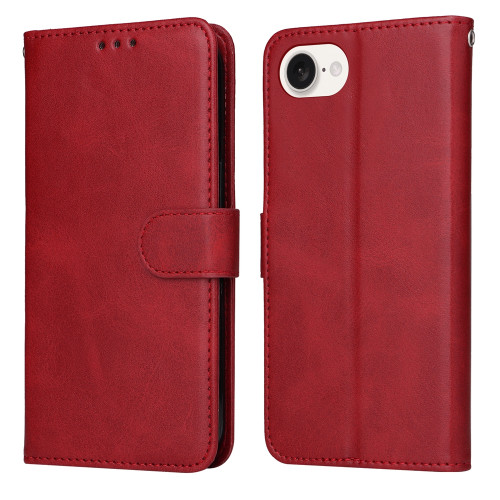 iPhone 16e / 17e Classic Calf Texture Flip Leather Phone Case - Red