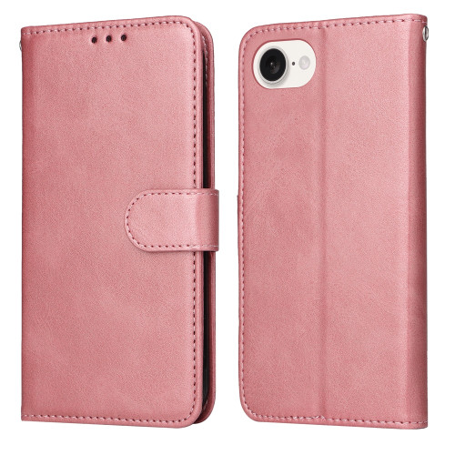 iPhone 16e / 17e Classic Calf Texture Flip Leather Phone Case - Rose Gold