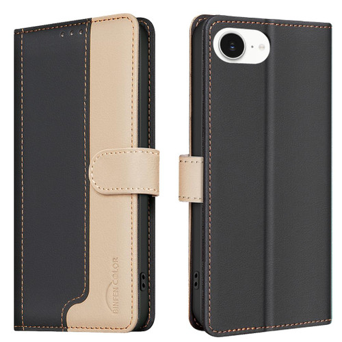 iPhone 16e / 17e Color Matching RFID Anti-theft Leather Phone Case - Black