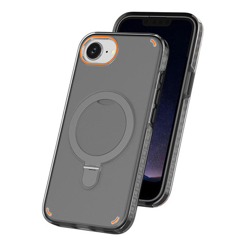 iPhone 16e / 17e Colorful 2 in 1 MagSafe Ring Holder Phone Case - Transparent Black