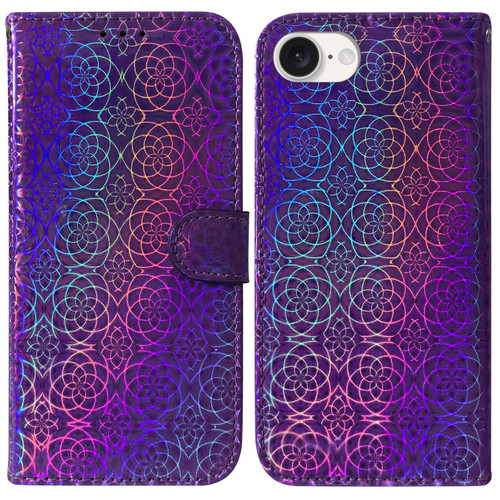 iPhone 16e / 17e Colorful Magnetic Buckle Leather Phone Case - Purple