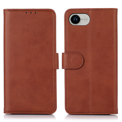 iPhone 16e / 17e Cow Texture Leather Phone Case - Brown