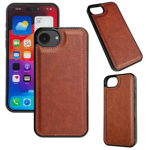 iPhone 16e / 17e Cowhide Texture Back Cover Phone Case - Brown