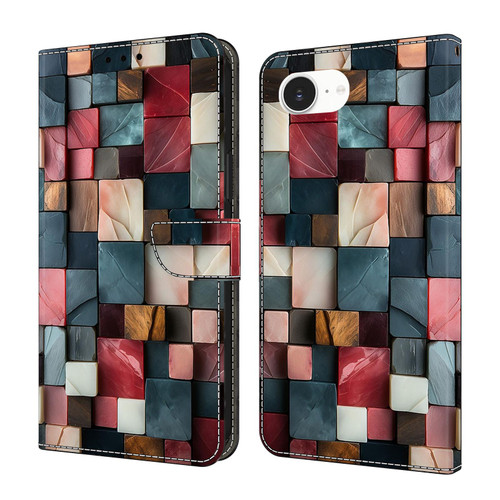 iPhone 16e / 17e Crystal-Like Painted Vegan Leather Phone Case - Colorful Bricks