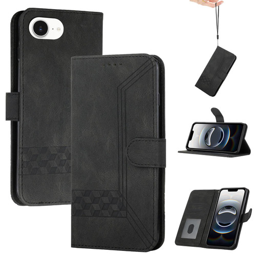 iPhone 16e / 17e Cubic Skin Feel Flip Leather Phone Case - Black