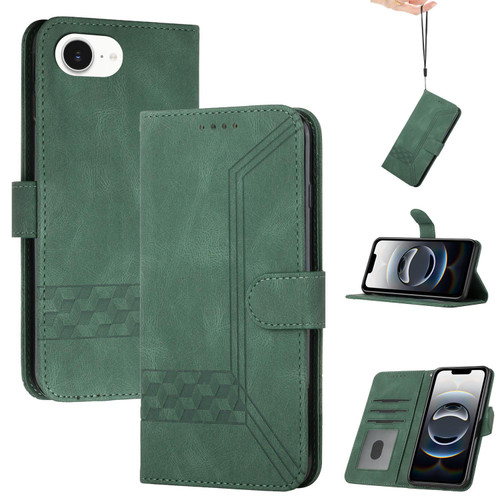 iPhone 16e / 17e Cubic Skin Feel Flip Leather Phone Case - Green
