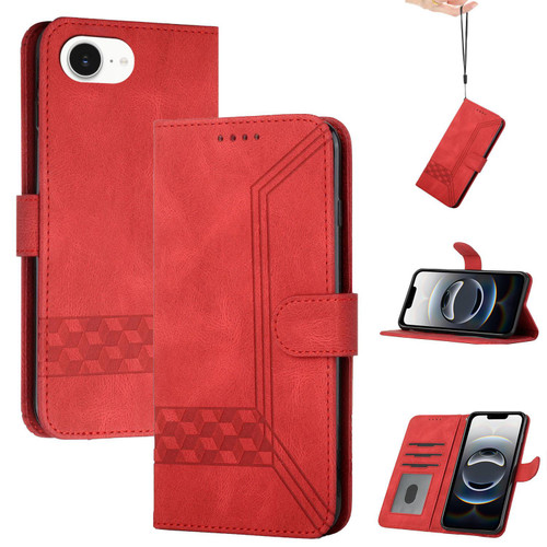 iPhone 16e / 17e Cubic Skin Feel Flip Leather Phone Case - Red