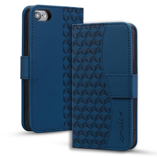 iPhone 16e / 17e Diamond Buckle Leather Phone Case with Lanyard - Royal Blue