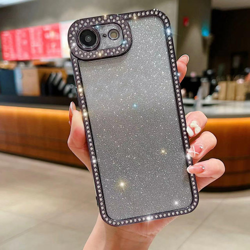 iPhone 16e / 17e Diamond Gradient Glitter Plated TPU Phone Case - Black