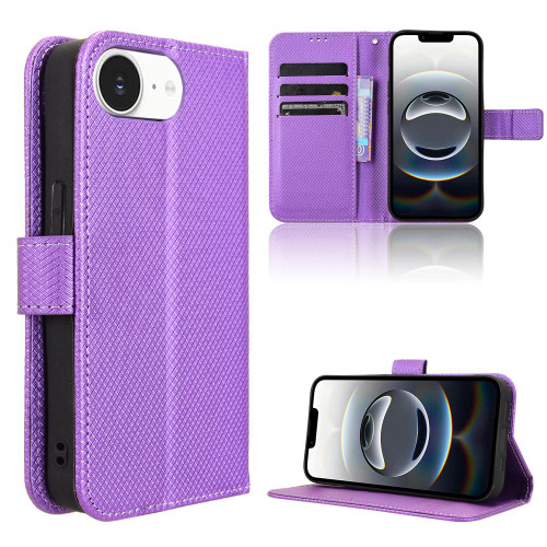 iPhone 16e / 17e Diamond Texture Leather Phone Case - Purple