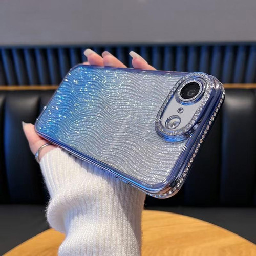 iPhone 16e / 17e Diamond Water Ripple Gradient Glitter TPU Phone Case - Blue