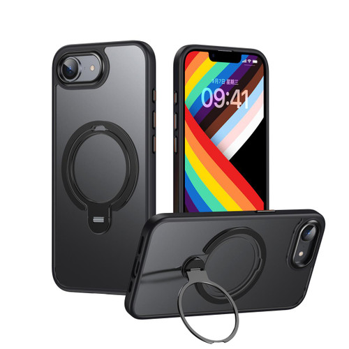 iPhone 16e / 17e Double Ring MagSafe Magnetic Holder Phone Case - Matte Black