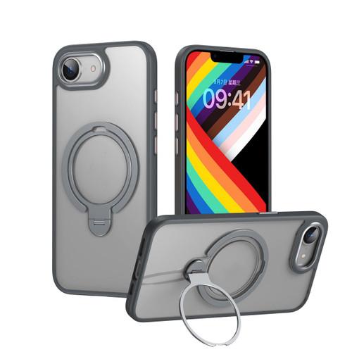iPhone 16e / 17e Double Ring MagSafe Magnetic Holder Phone Case - Matte Grey