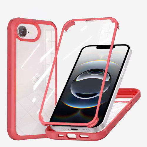 iPhone 16e / 17e Double-sided Plastic Glass Phone Protective Case - Red