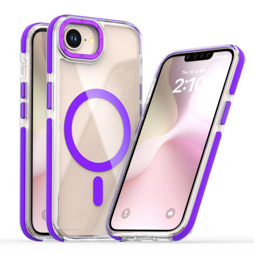 iPhone 16e / 17e Dual-Color Clear Acrylic Hybrid TPU MagSafe Phone Case - Purple