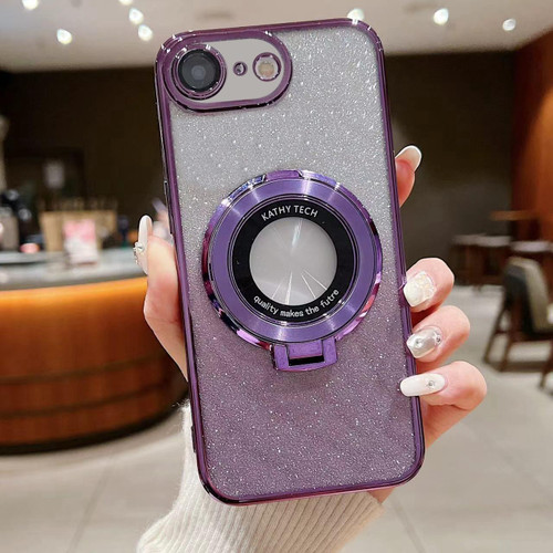 iPhone 16e / 17e Electroplated Holder Gradient Glitter MagSafe Phone Case - Purple
