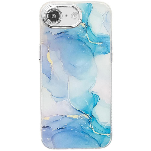 iPhone 16e / 17e Electroplated Marble Texture Phone Case - Blue Green M9