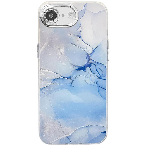 iPhone 16e / 17e Electroplated Marble Texture Phone Case - Blue M11