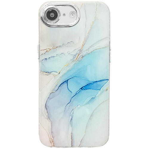 iPhone 16e / 17e Electroplated Marble Texture Phone Case - Light Blue M5