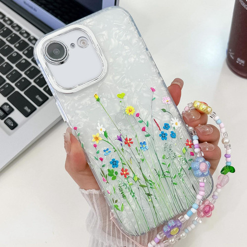 iPhone 16e / 17e Electroplating Flower Texture Wristband TPU Phone Case - Little Wildflower SH3