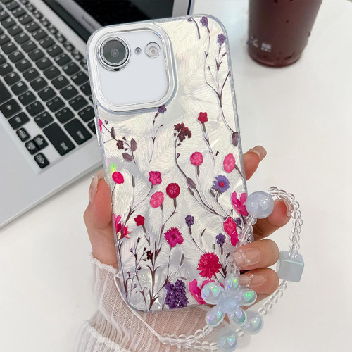 iPhone 16e / 17e Electroplating Flowers Plants Texture Wristband TPU Phone Case - Carnation FL7