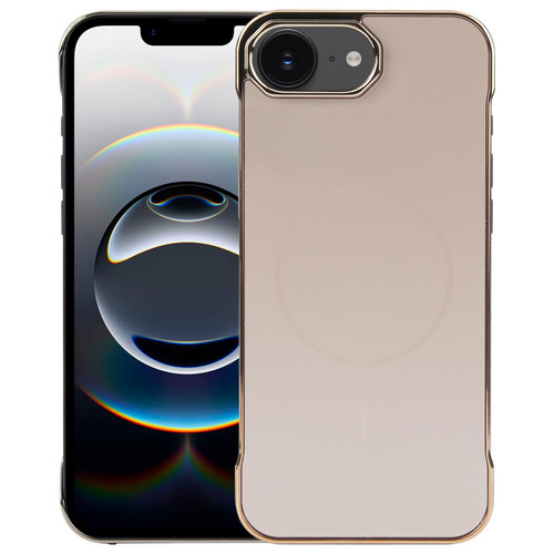 iPhone 16e / 17e Electroplating Frameless Frosted Anti-Glare PC MagSafe Phone Case - Desert Gold