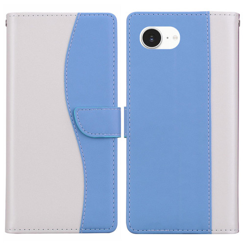 iPhone 16e / 17e Embossed Two-Color Leather Phone Case - White Blue
