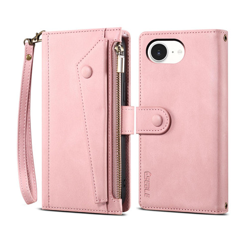 iPhone 16e / 17e ESEBLE Retro Frosted RFID Flip Leather Phone Case - Rose Gold