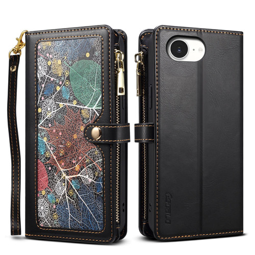 iPhone 16e / 17e ESEBLE Star Series Lanyard Zipper Wallet RFID Leather Case - Black