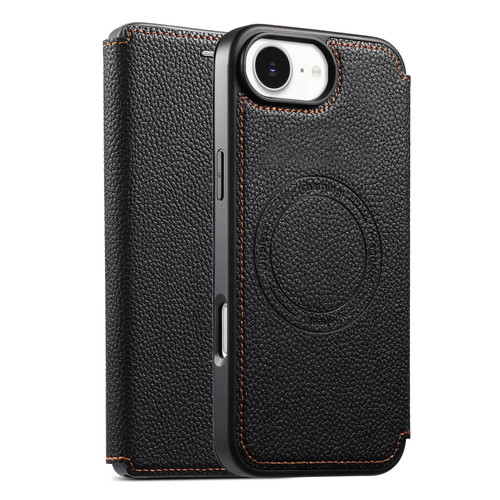 iPhone 16e / 17e ESEBLE Ultra-thin Card Slot Magnetic Vegan Leather Phone Case - Black