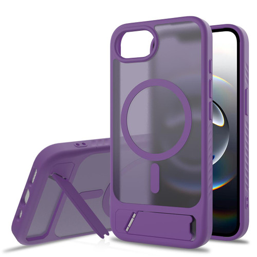 iPhone 16e / 17e Frosted Holder PC Hybrid TPU MagSafe Phone Case - Purple