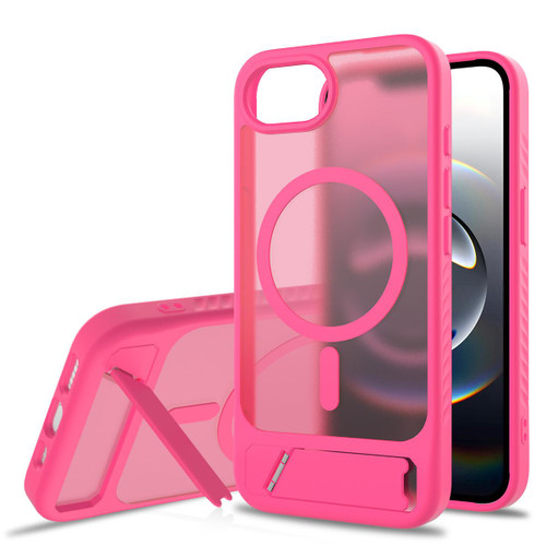 iPhone 16e / 17e Frosted Holder PC Hybrid TPU MagSafe Phone Case - Rose Red