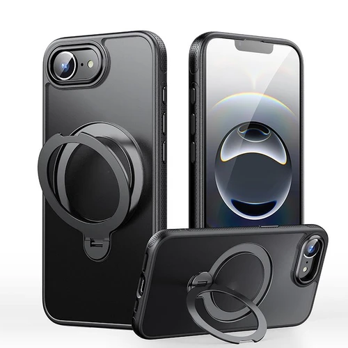 iPhone 16e / 17e Gear-Style Stress Relief 360 Rotation Holder MagSafe Phone Case - Black