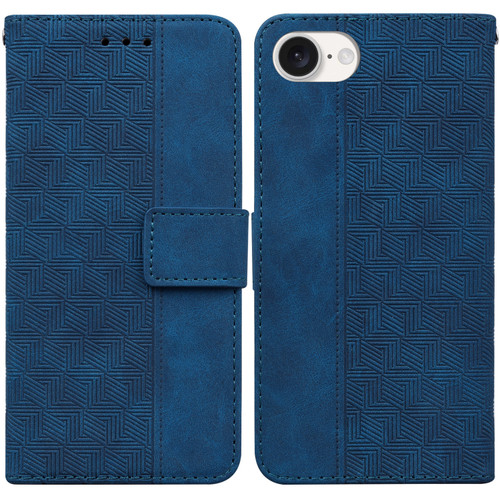 iPhone 16e / 17e Geometric Embossed Leather Phone Case - Blue
