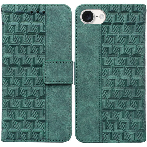 iPhone 16e / 17e Geometric Embossed Leather Phone Case - Green