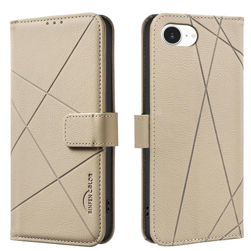 iPhone 16e / 17e Geometric Pattern RFID Leather Phone Case - Beige