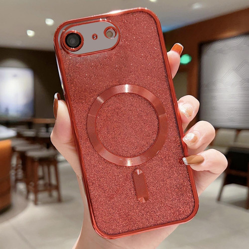 iPhone 16e / 17e Glitter Electroplating MagSafe TPU Phone Case - Red