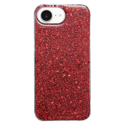 iPhone 16e / 17e Glitter Sequins Epoxy TPU Phone Case - Red