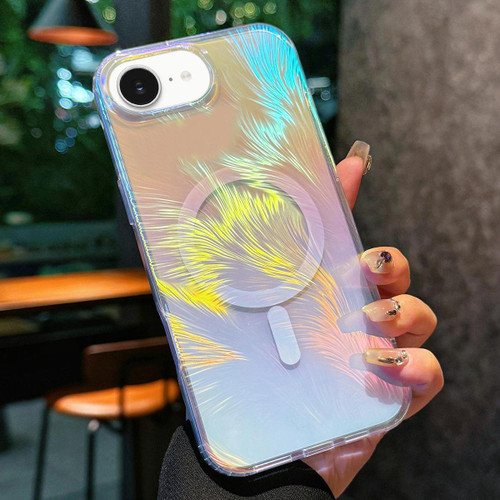iPhone 16e / 17e Glossy Color-Plated MagSafe Shockproof Phone Case - Colored Feathers