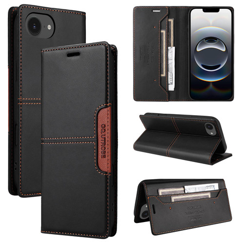 iPhone 16e / 17e GQUTROBE G01 RFID Anti-theft Leather Phone Case - Black