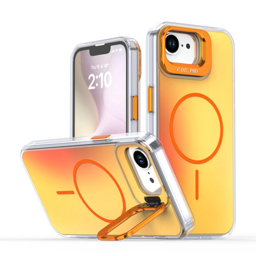 iPhone 16e / 17e Gradient Discolor Lens Kickstand Magsafe Phone Case - Orange