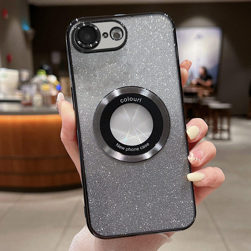 iPhone 16e / 17e Gradient Glitter Electroplating MagSafe TPU Phone Case - Black