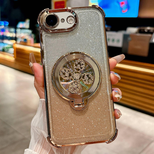 iPhone 16e / 17e Gradient Glitter Spinning Top Holder Phone Case - Desert Gold