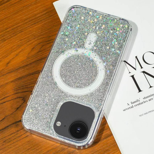 iPhone 16e / 17e Gradient Glitter Starry MagSafe Phone Case - Gradient Silver