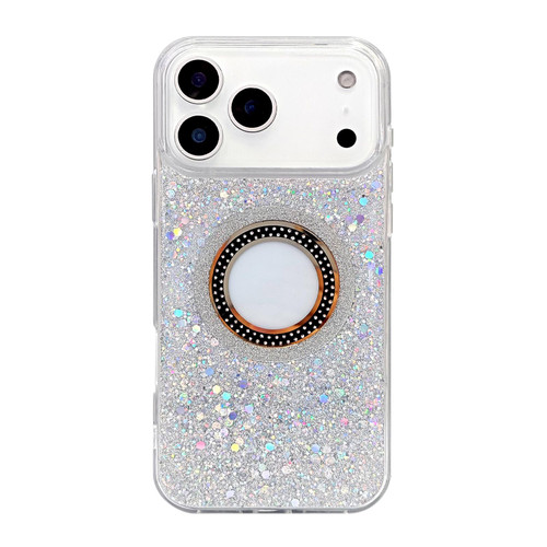 iPhone 16e / 17e Hollow Sequins Glitter MagSafe Electroplating Phone Case - Silver