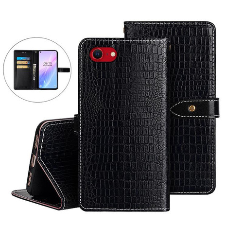 iPhone 16e / 17e idewei Crocodile Texture Leather Phone Case - Black