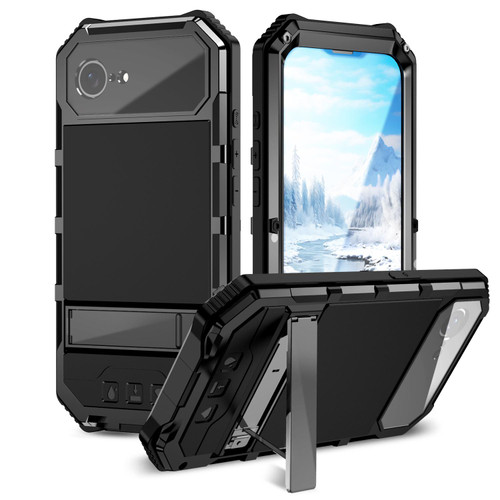 iPhone 16e / 17e IP68 Waterproof Dustproof Shockproof Holder Phone Case - Black