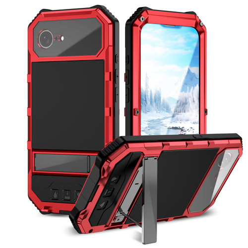iPhone 16e / 17e IP68 Waterproof Dustproof Shockproof Holder Phone Case - Red
