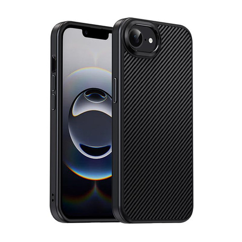 iPhone 16e / 17e iPAKY Star Lord Series Carbon Fiber Textured Oil Spray PC+TPU Phone Case - Black